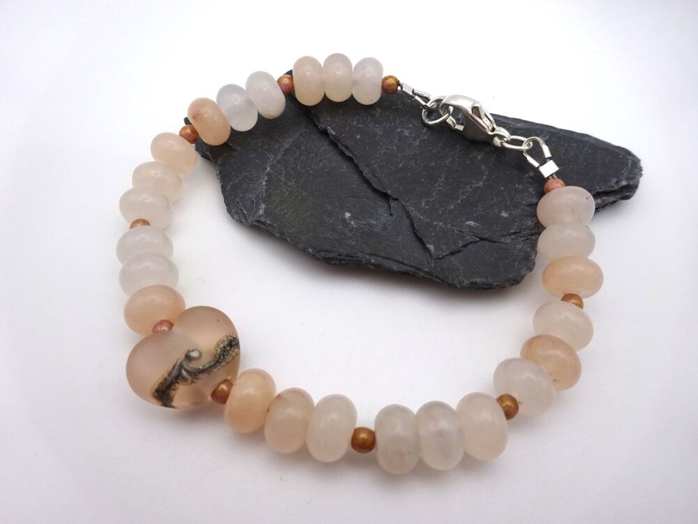 peach agate heart