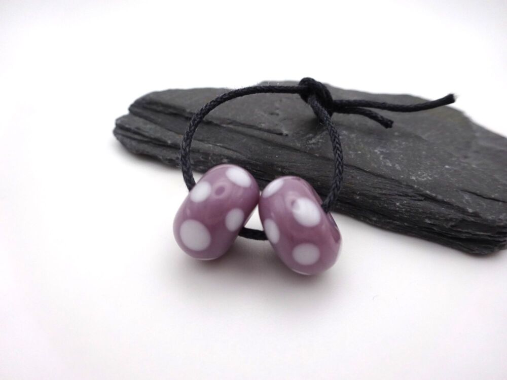 purple and white polka dots