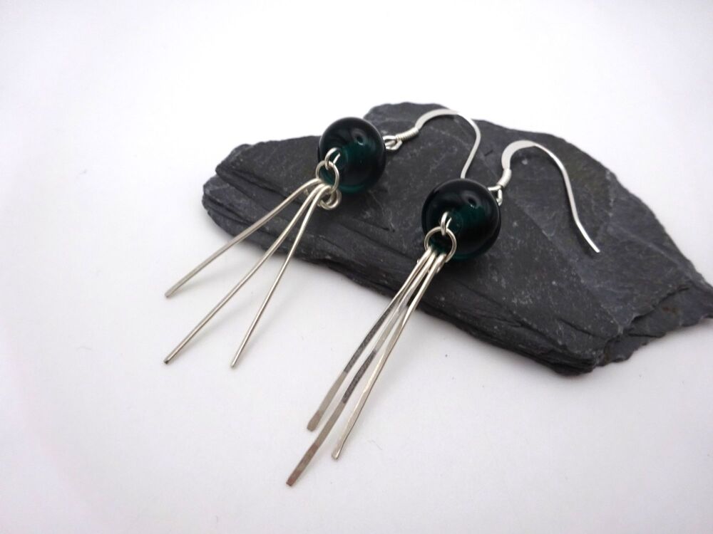 teal silver drops