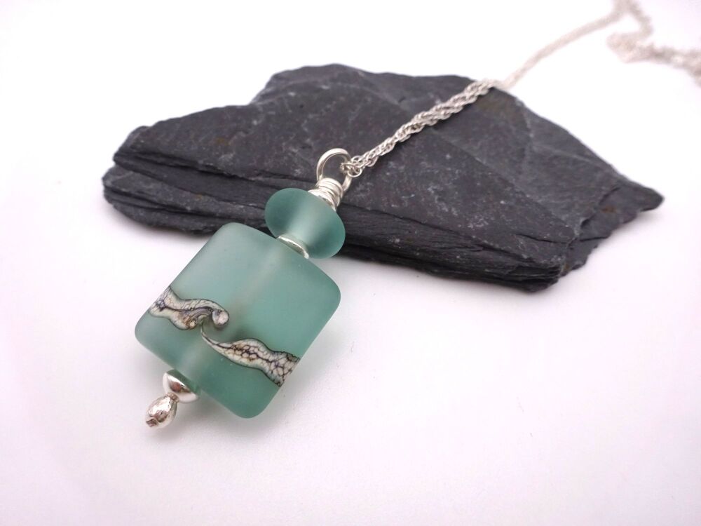 aqua frosted pendant