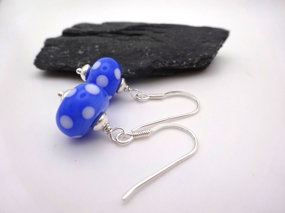 blue and white polka dots