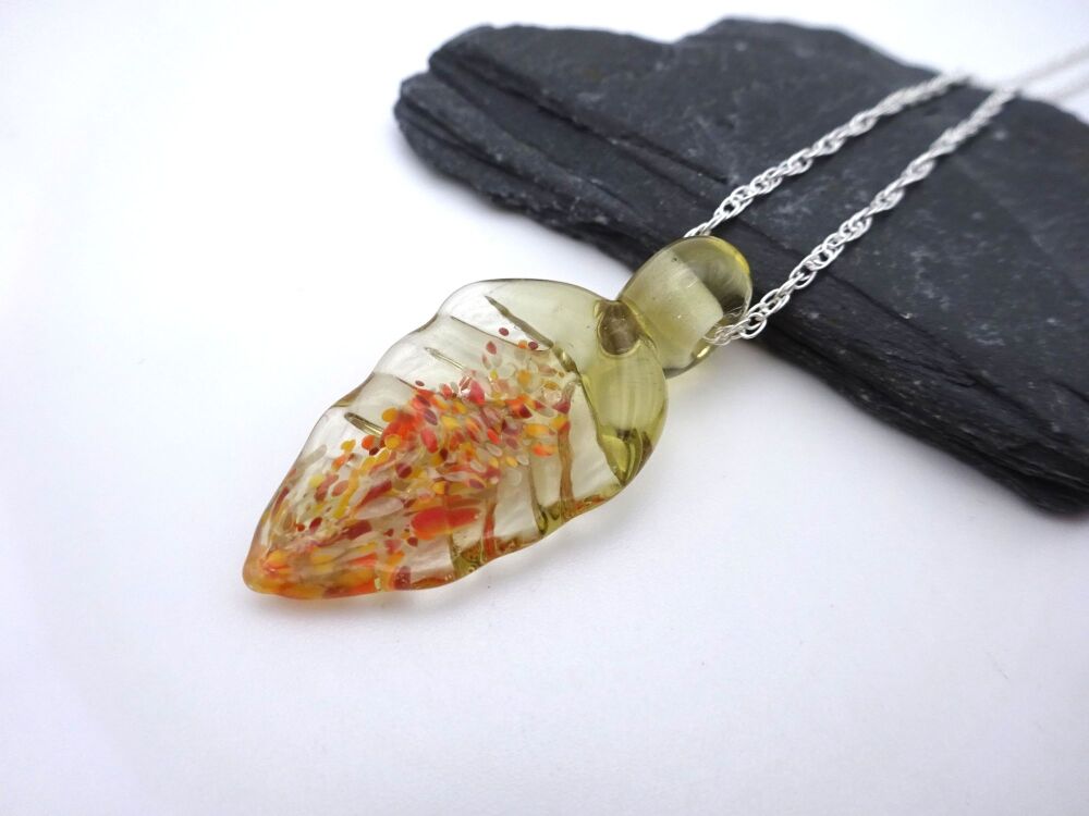 light brown autumn leaf pendant