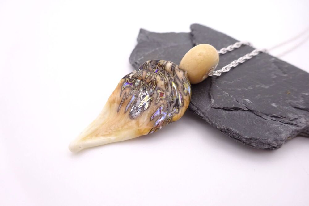 ivory and silver leaf pendant