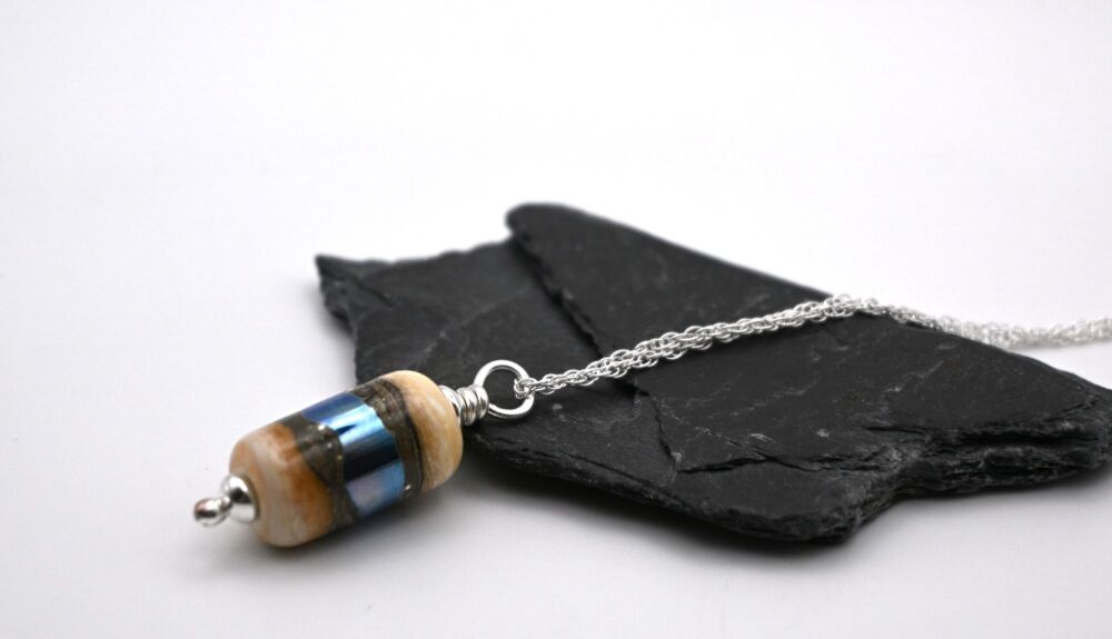 ivory and silver barrel pendant