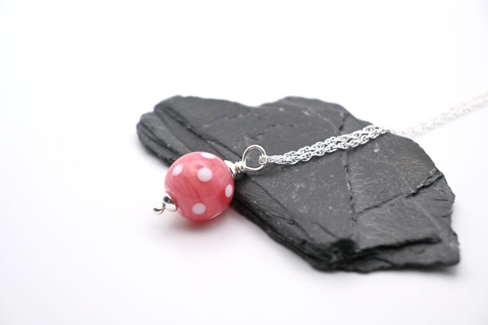 pink polka dot pendant