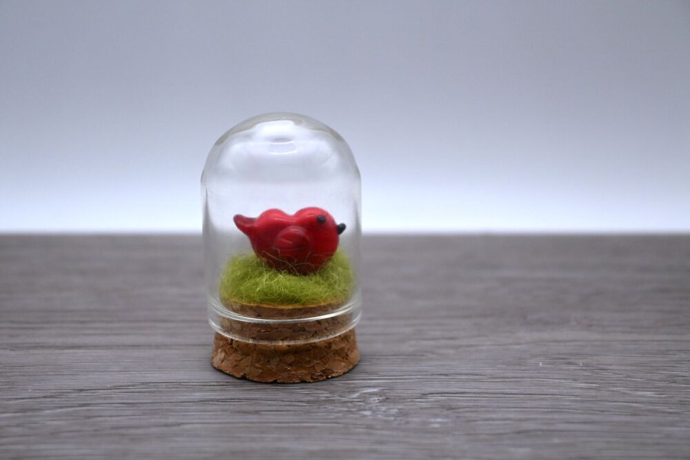 red bird cloche