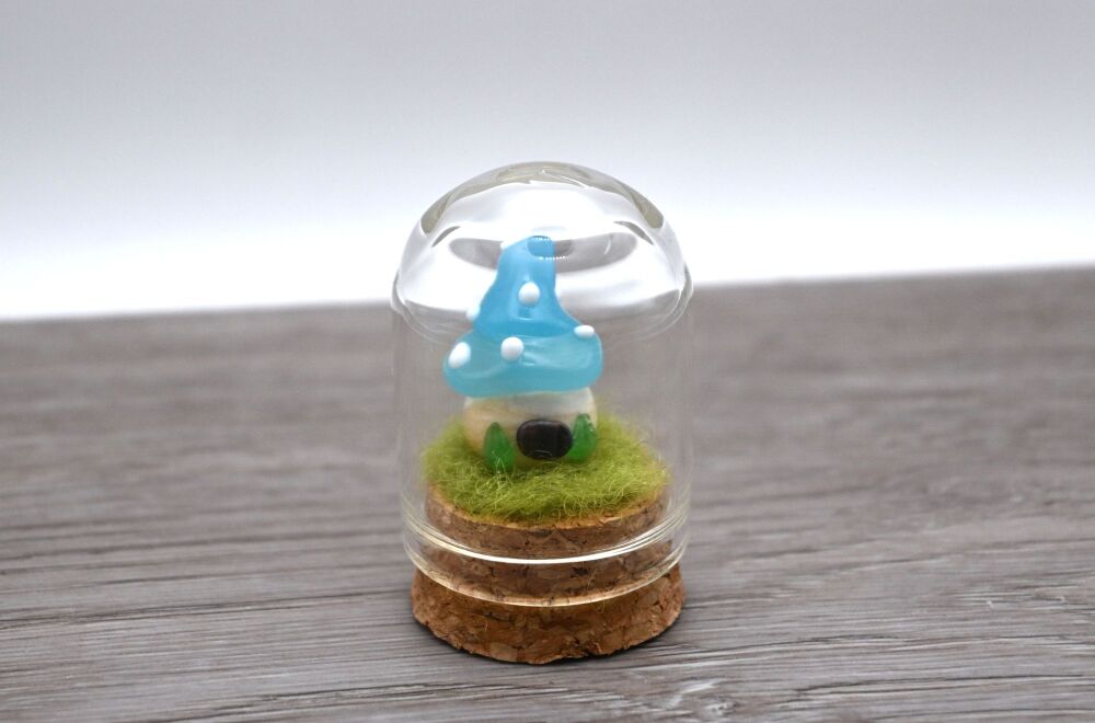 blue toadstool fairy house
