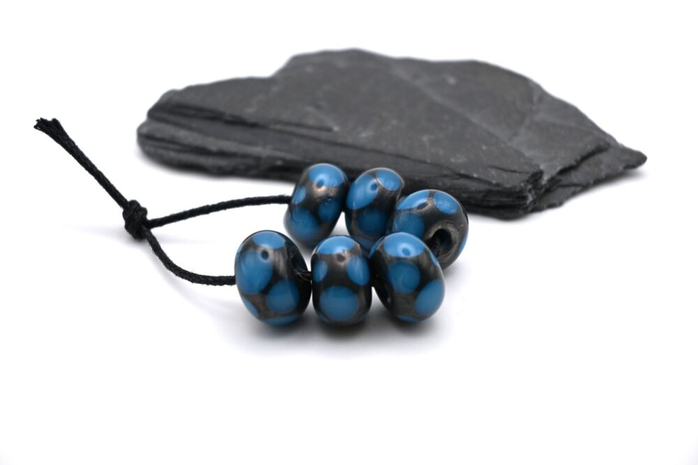 metallic grey and blue spots