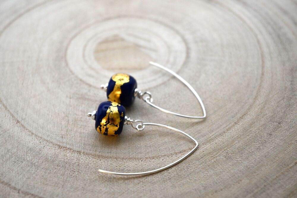 blue and gold leaf drops