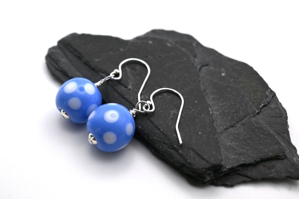 blue and white polka dot drops