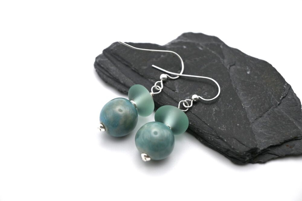 green blue ceramic spheres