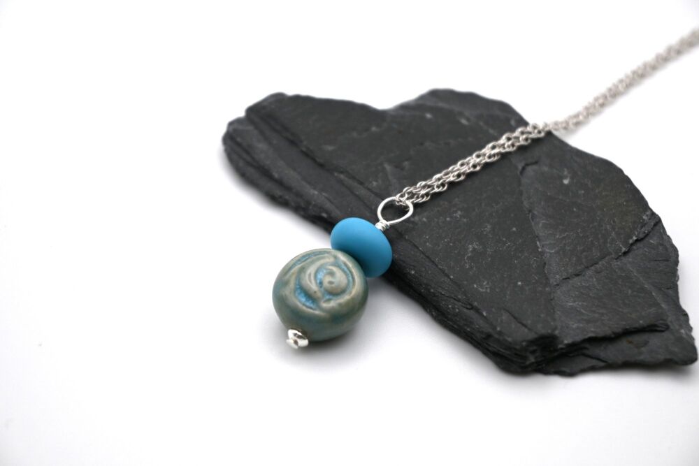 blue ceramic rose