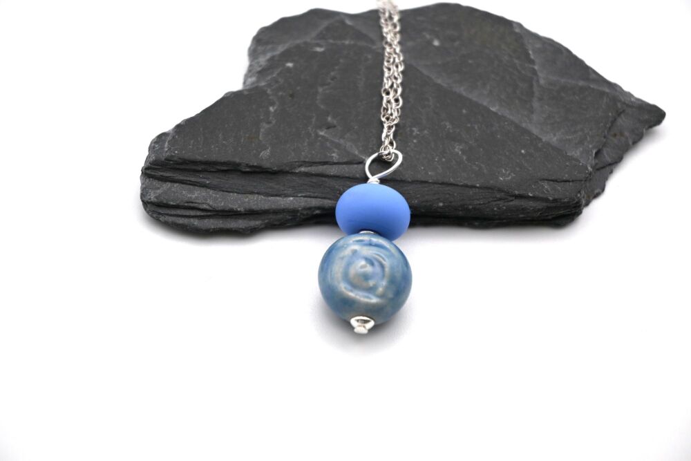 blue ceramic rose