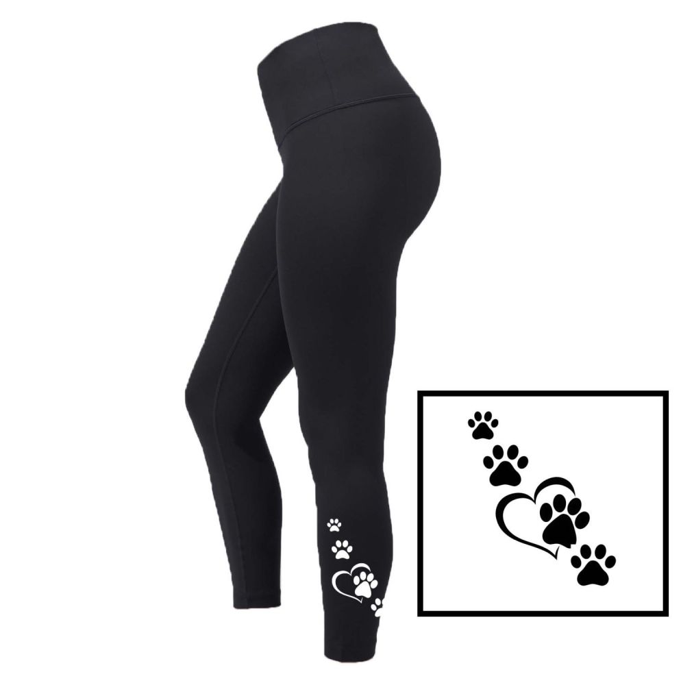 Hair Resistant Dog Grooming Leggings - Black with Small Heart