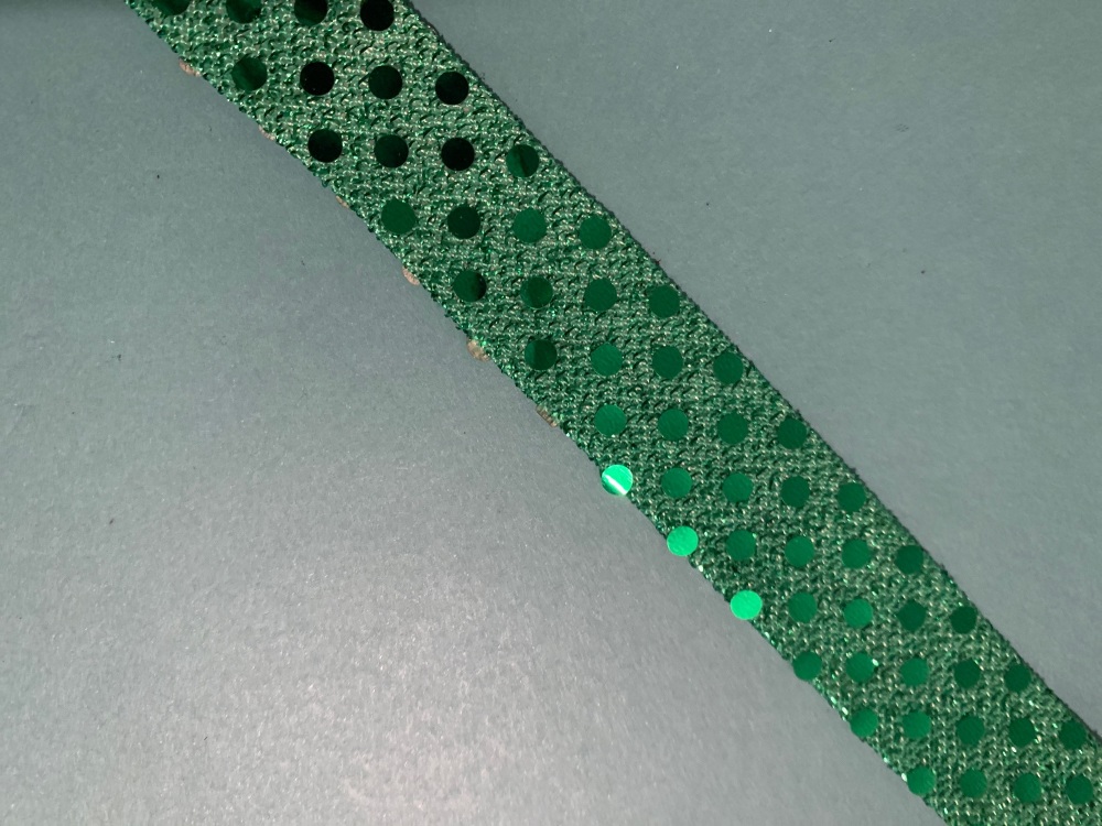 Green Sequin Braid  3 metre length