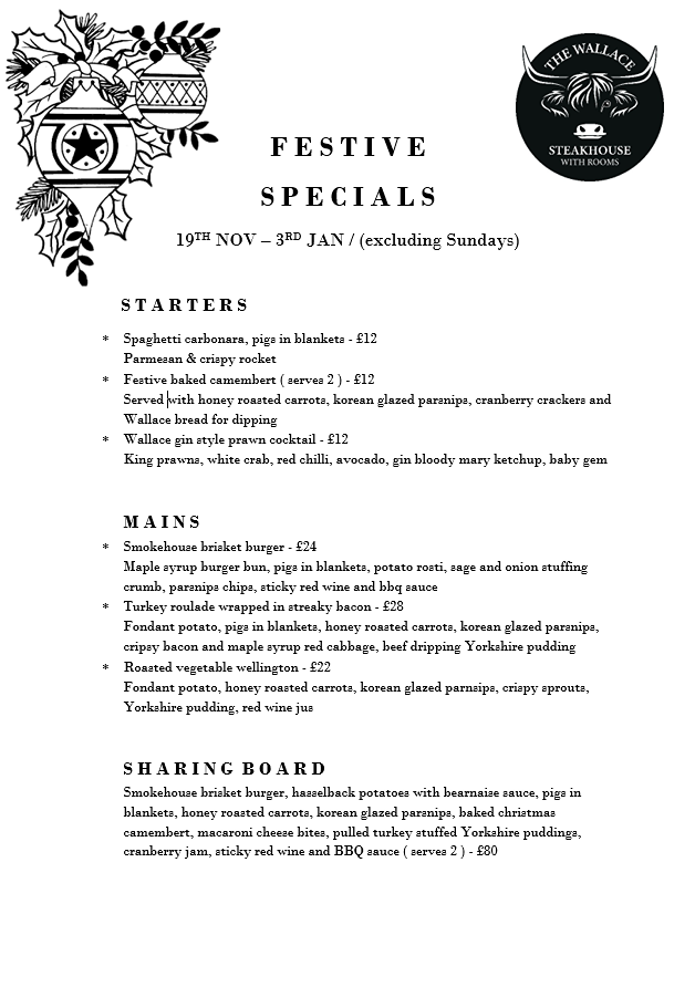 The Wallace festive menu
