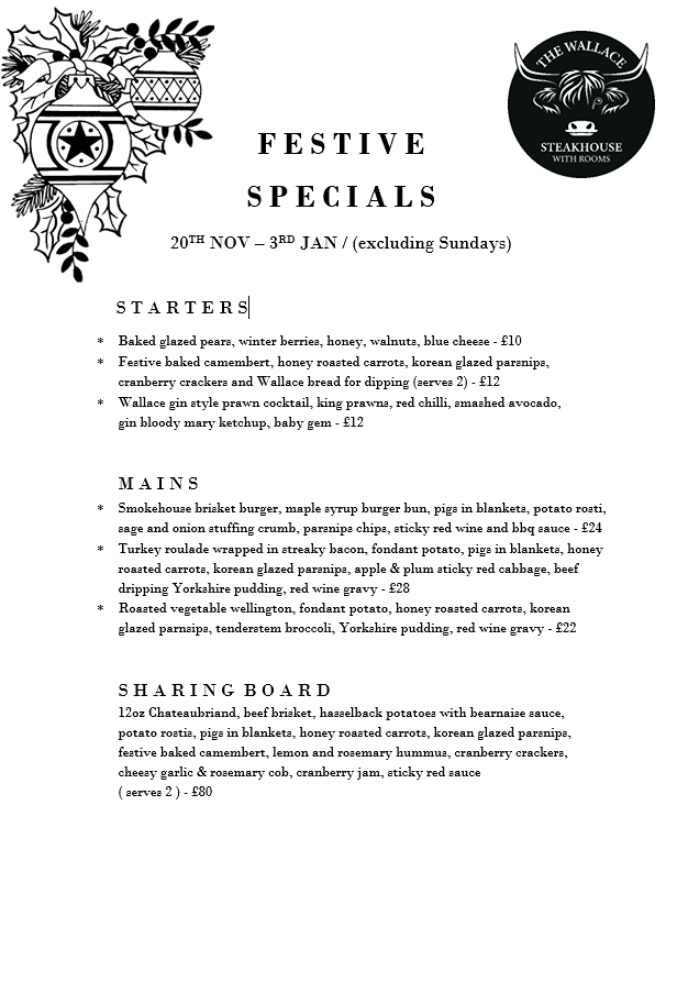 The Wallace festive menu