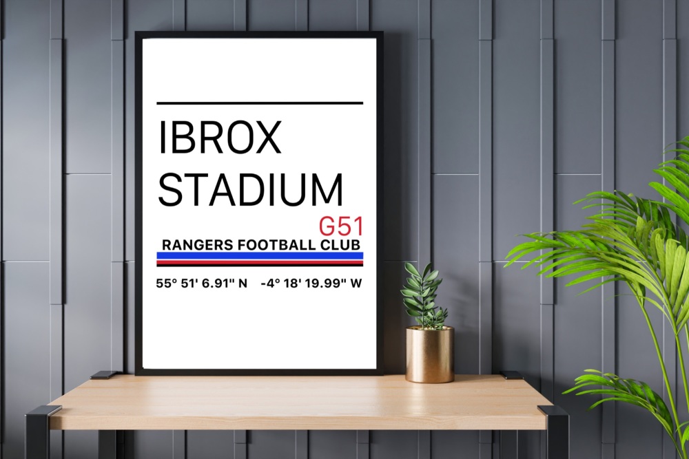 A4 Ibrox Stadium Street Sign Print