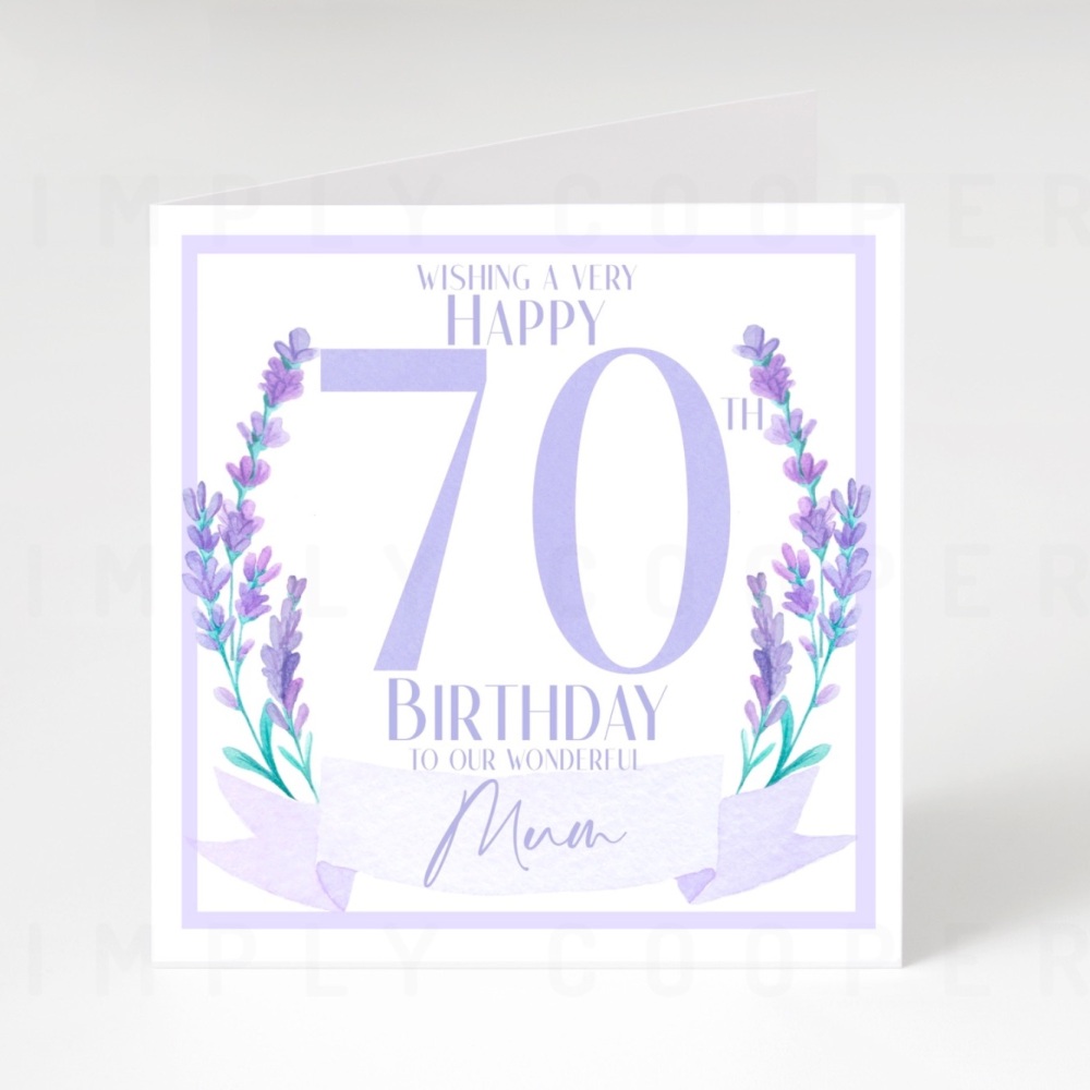 Lavender Personalised Birthday Card // 60 // 70 // 80 // 90