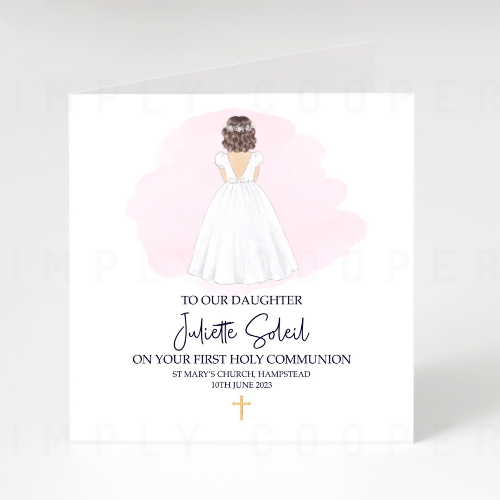 First Holy Communion Card - Pink