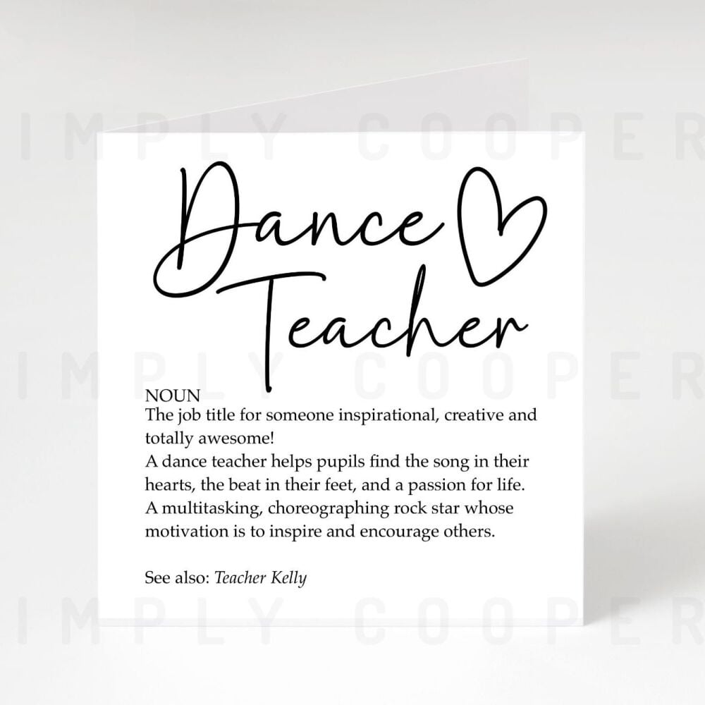 Dance Teacher Card