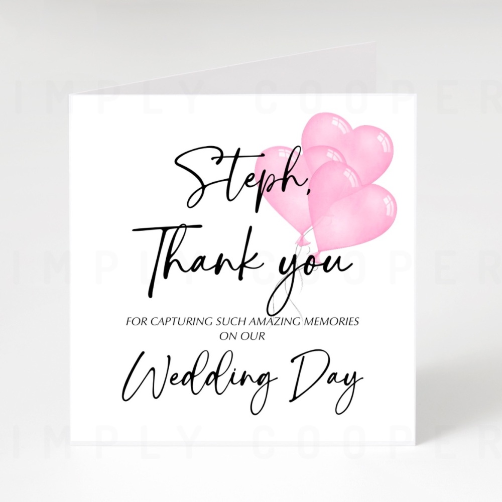 Wedding Day Vendor Thank You Card -  Photographer