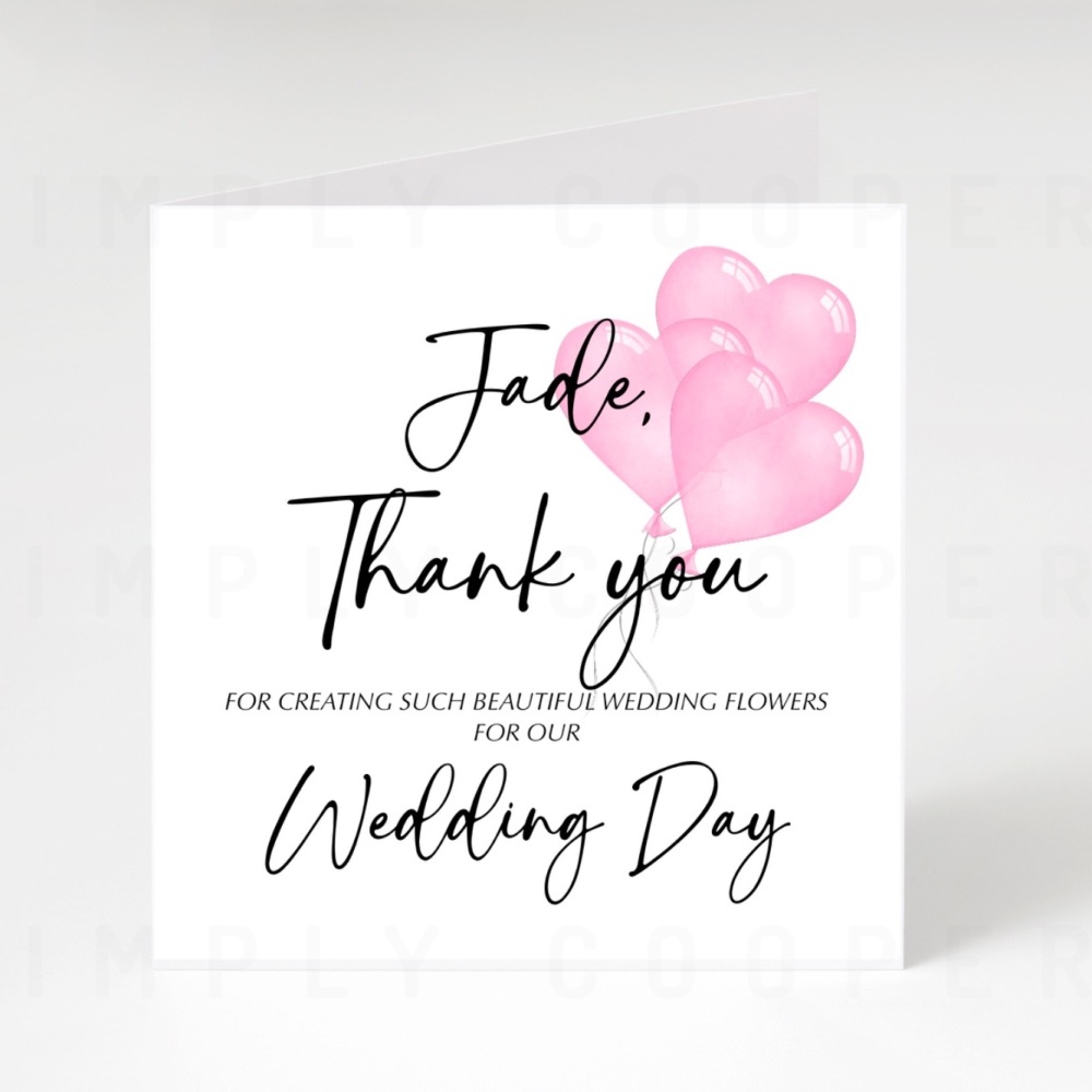 Wedding Day Vendor Thank You Card -  Florist