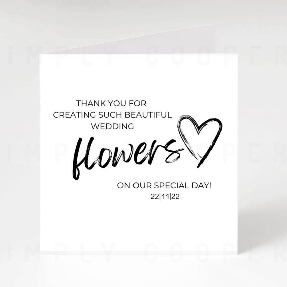 Wedding Day Vendor Thank You Card -  Florist