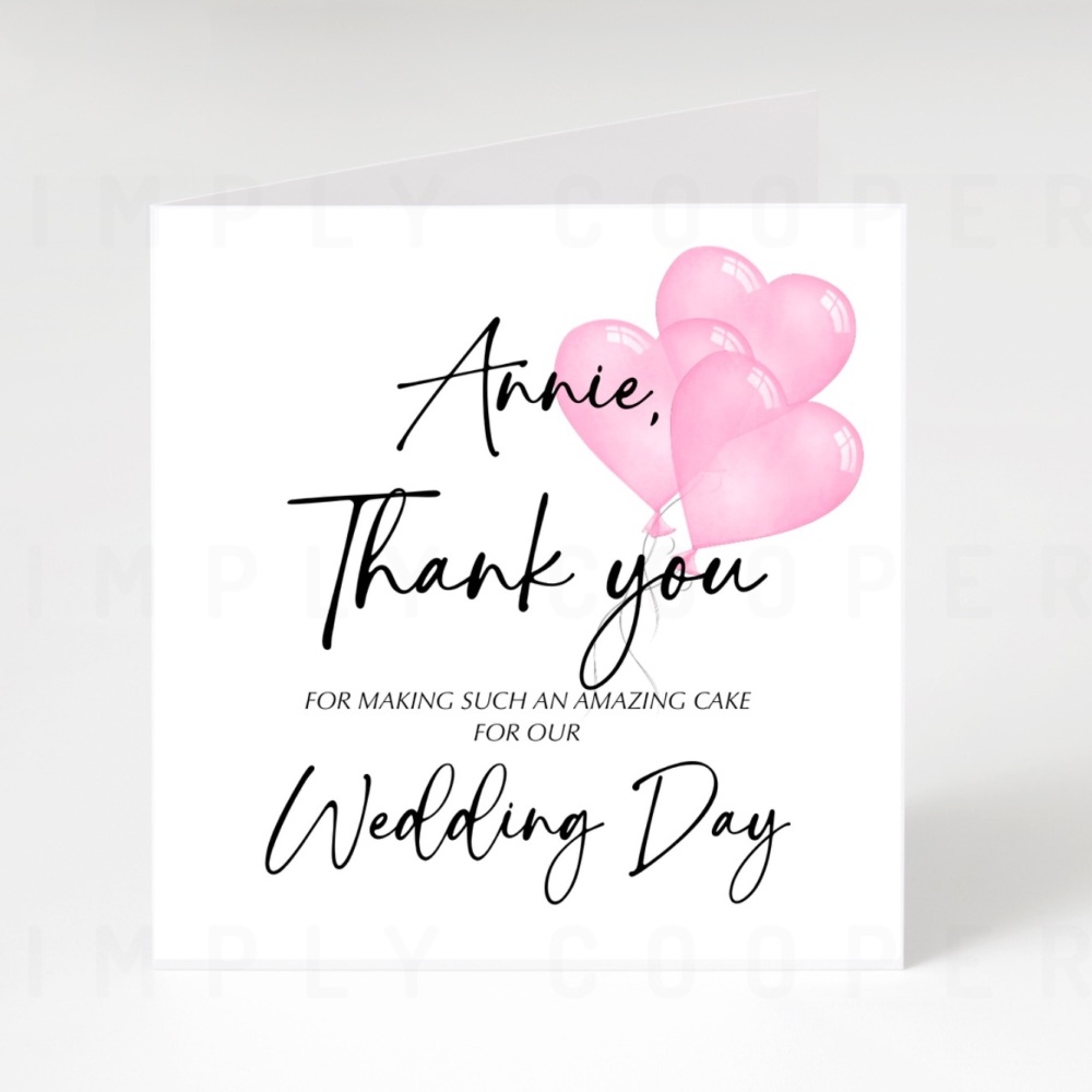 Wedding Day Vendor Thank You Card -  Cake Maker