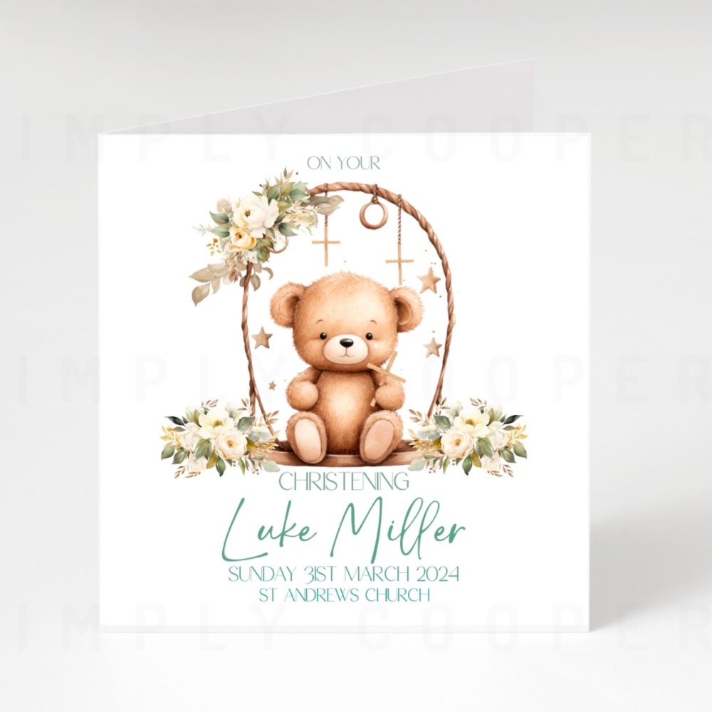 Cute Teddybear Christening Card