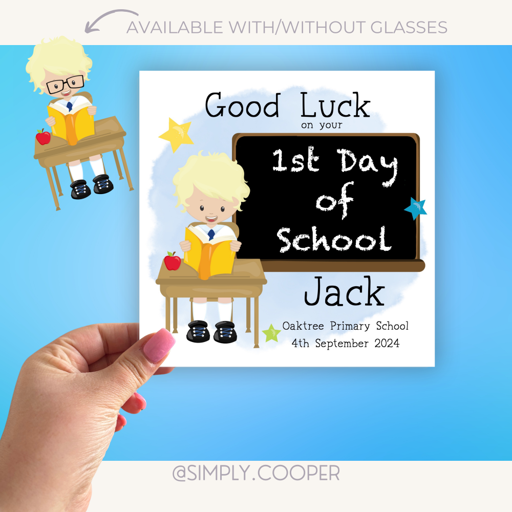 Boys First Day Of School Card Blue