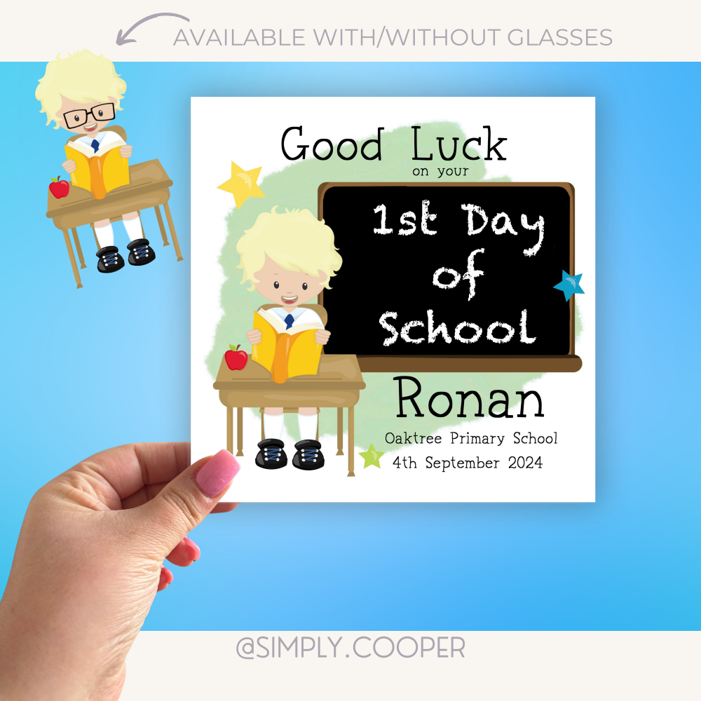 Boys First Day Of School Card Green