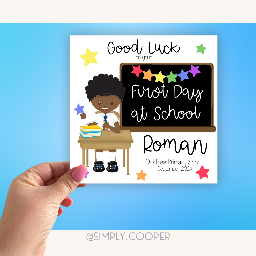 Boys First Day Of School Card - Multicolour