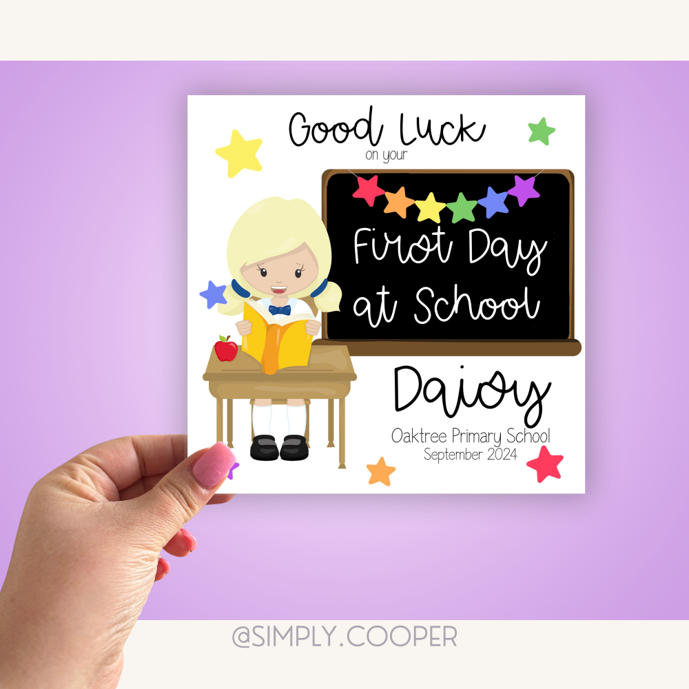 Girls First Day Of School Card - Multicolour