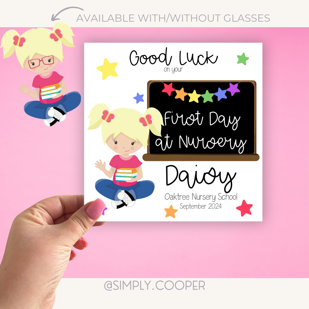 Girls First Day Of Nursery Card - Multicolour