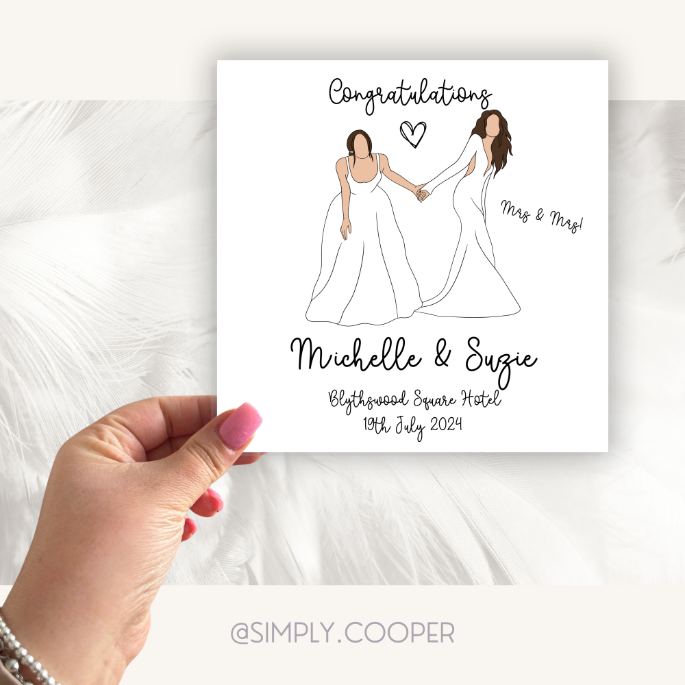 Congratulations Mrs & Mrs Wedding Day Card