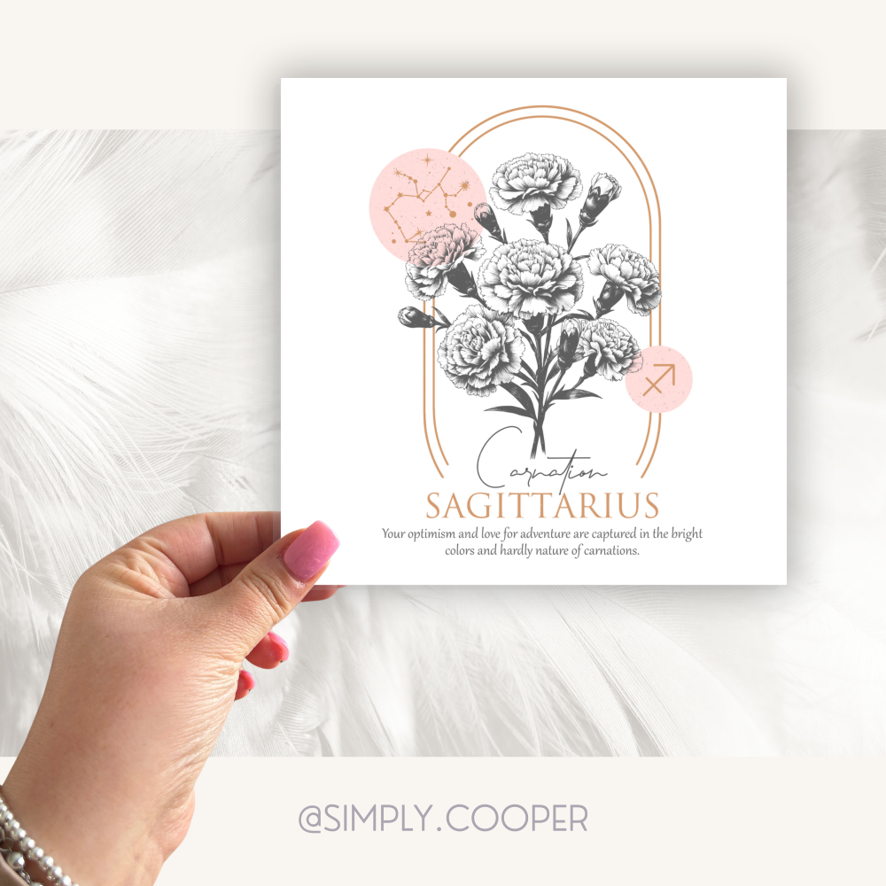 Sagittarius Zodiac Birth Flower Card