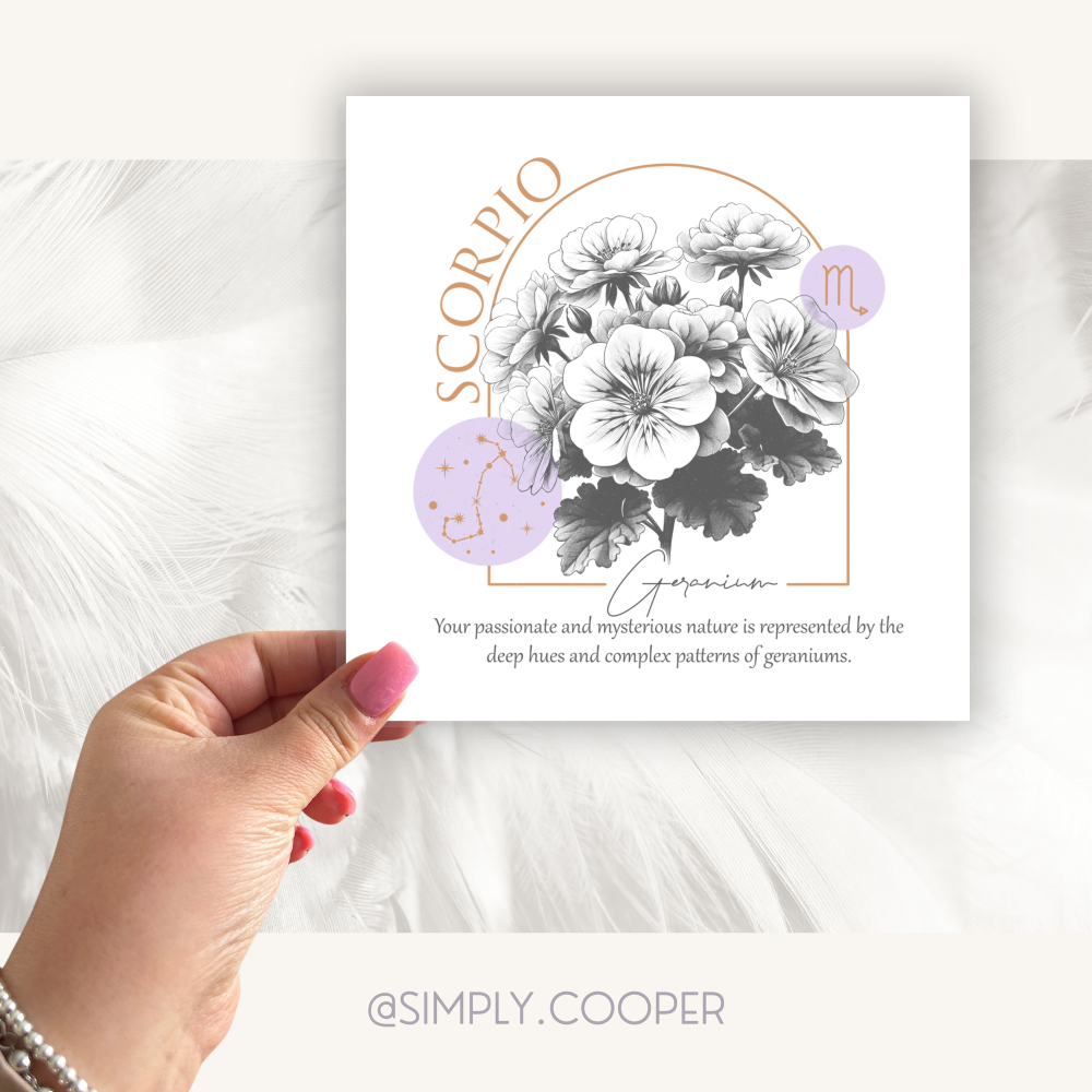 Scorpio Zodiac Birth Flower Card