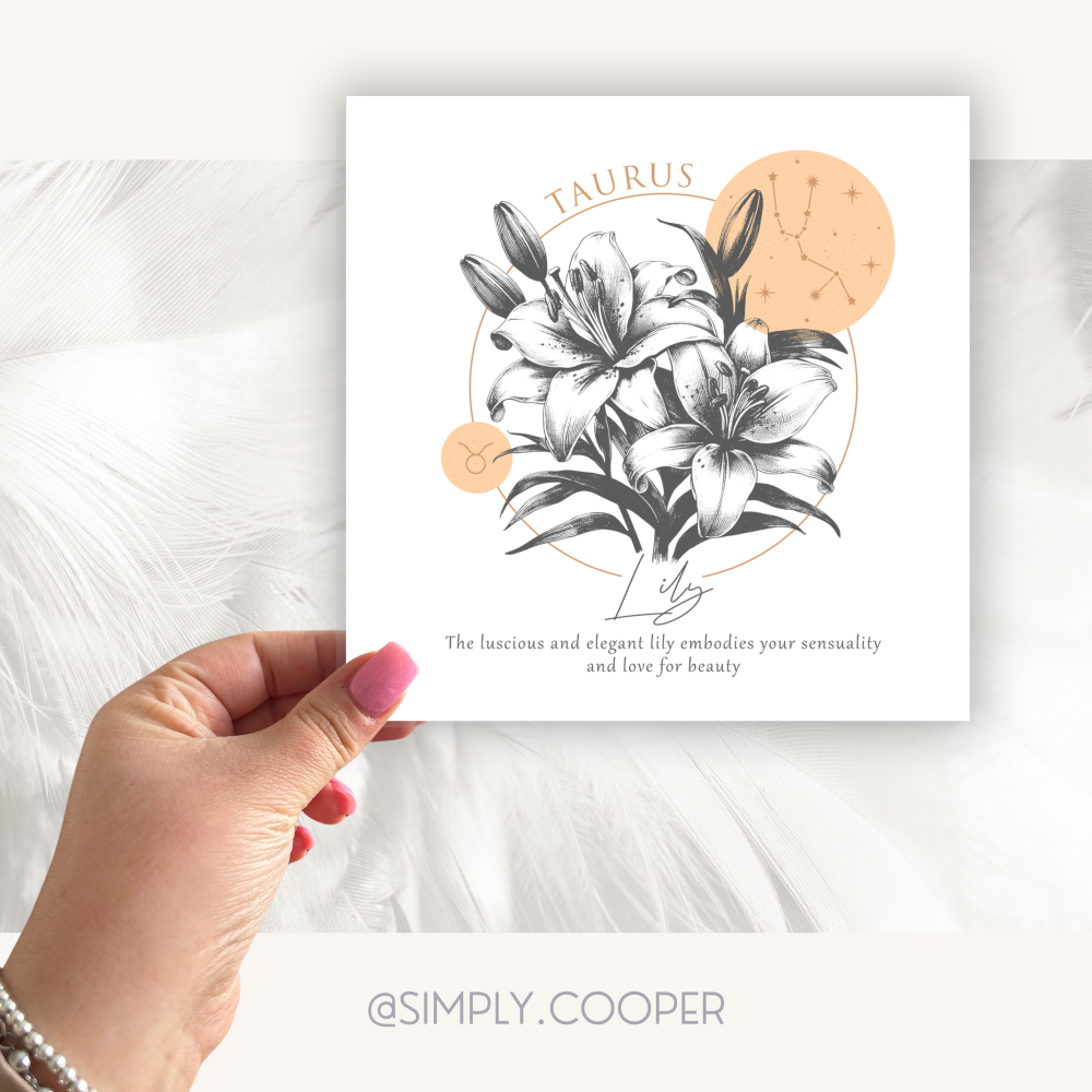 Taurus Zodiac Birth Flower Card