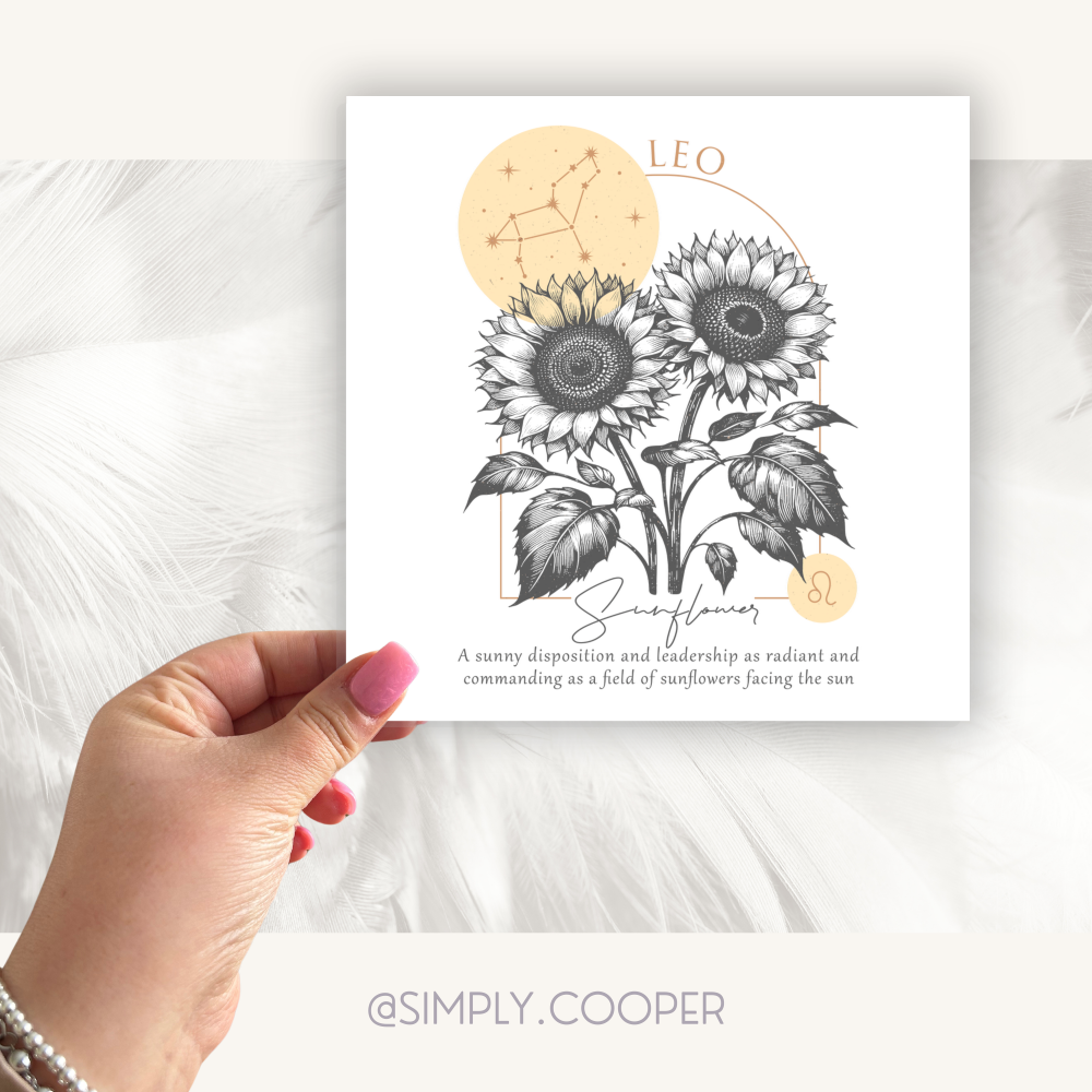 Leo Zodiac Birth Flower Card