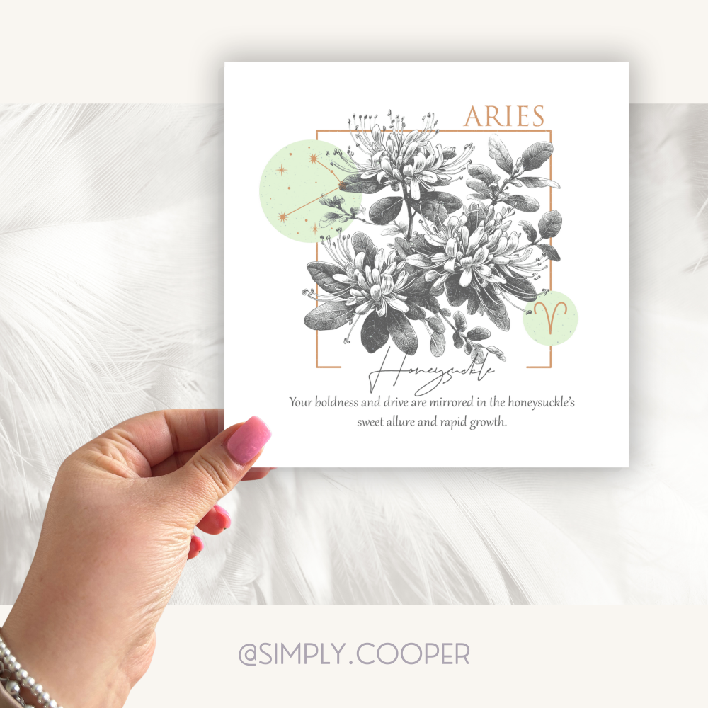 Aries Zodiac Birth Flower Card