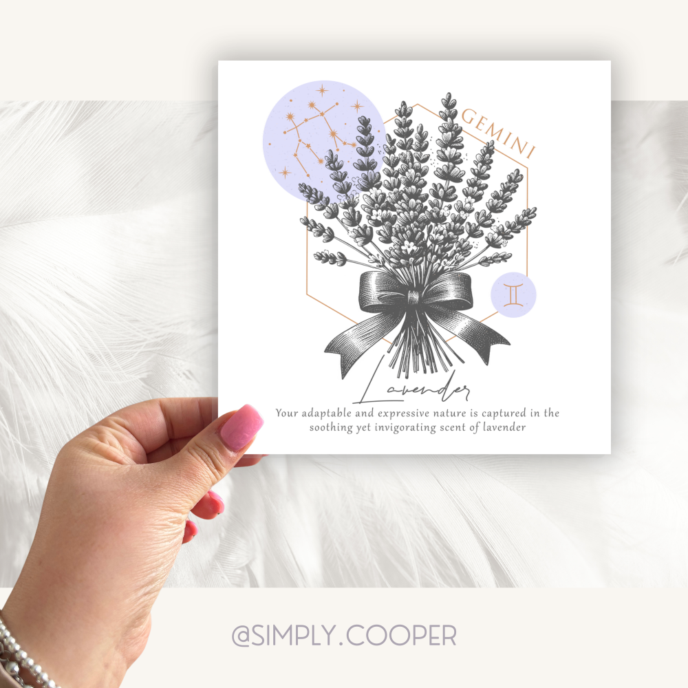 Gemini Zodiac Birth Flower Card
