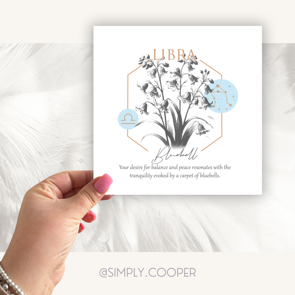 Libra Zodiac Birth Flower Card