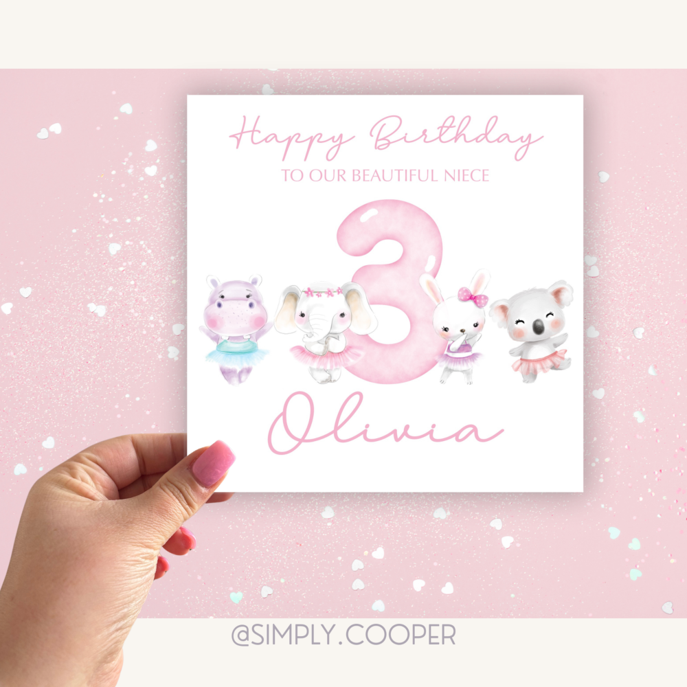 Girls Age Birthday Card 1/2/3/4/5/6