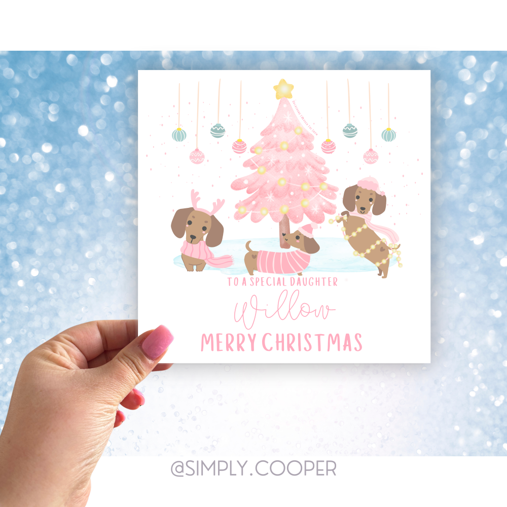 DACHSHUND THROUGH THE SNOW CHRISTMAS CARD