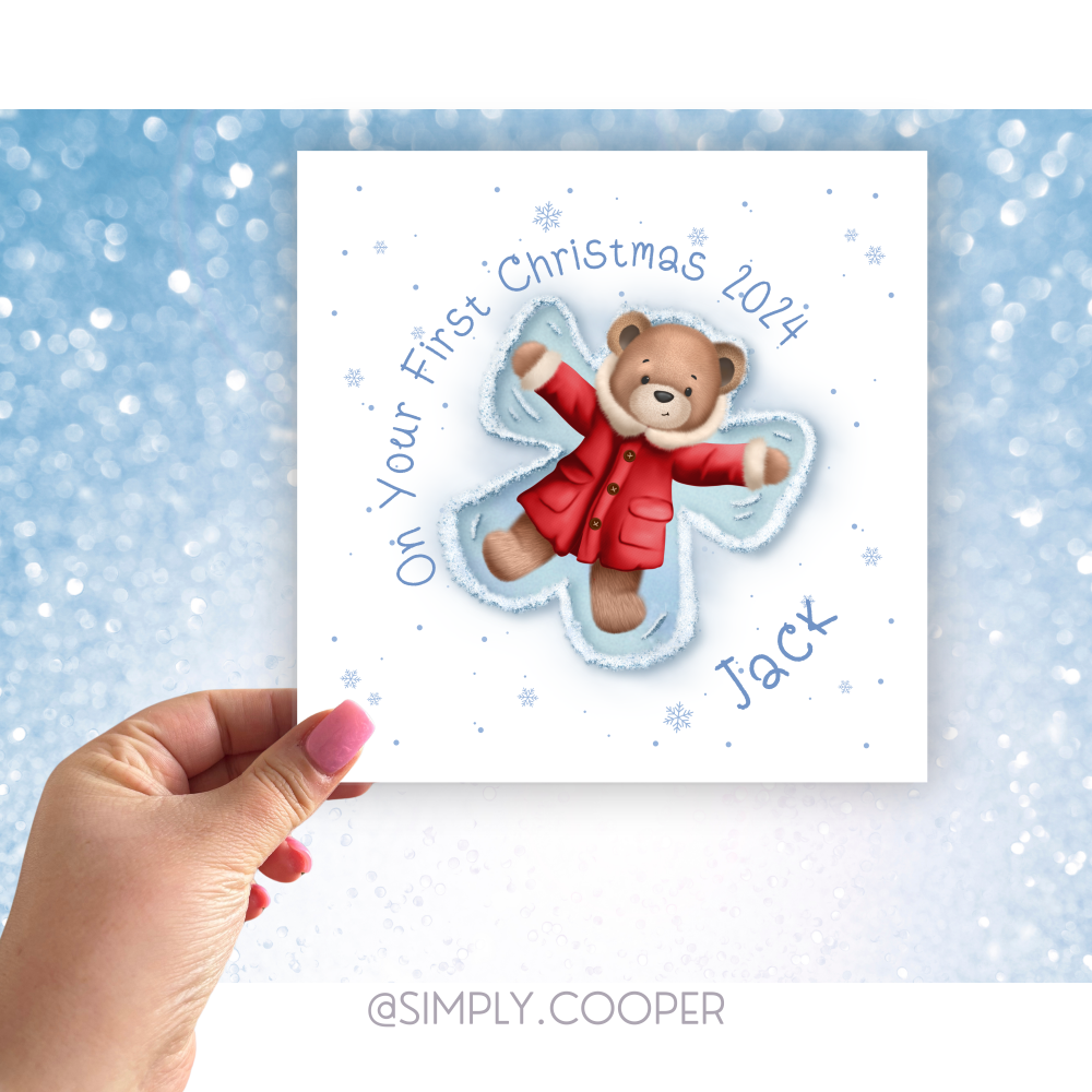 FIRST CHRISTMAS SNOW ANGEL CHRISTMAS CARD - BOY AND GIRL OPTIONS AVAILABLE