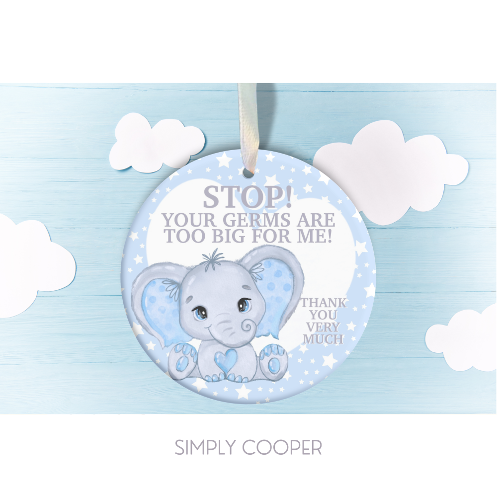 Pram Germ Tag - Blue Elephant