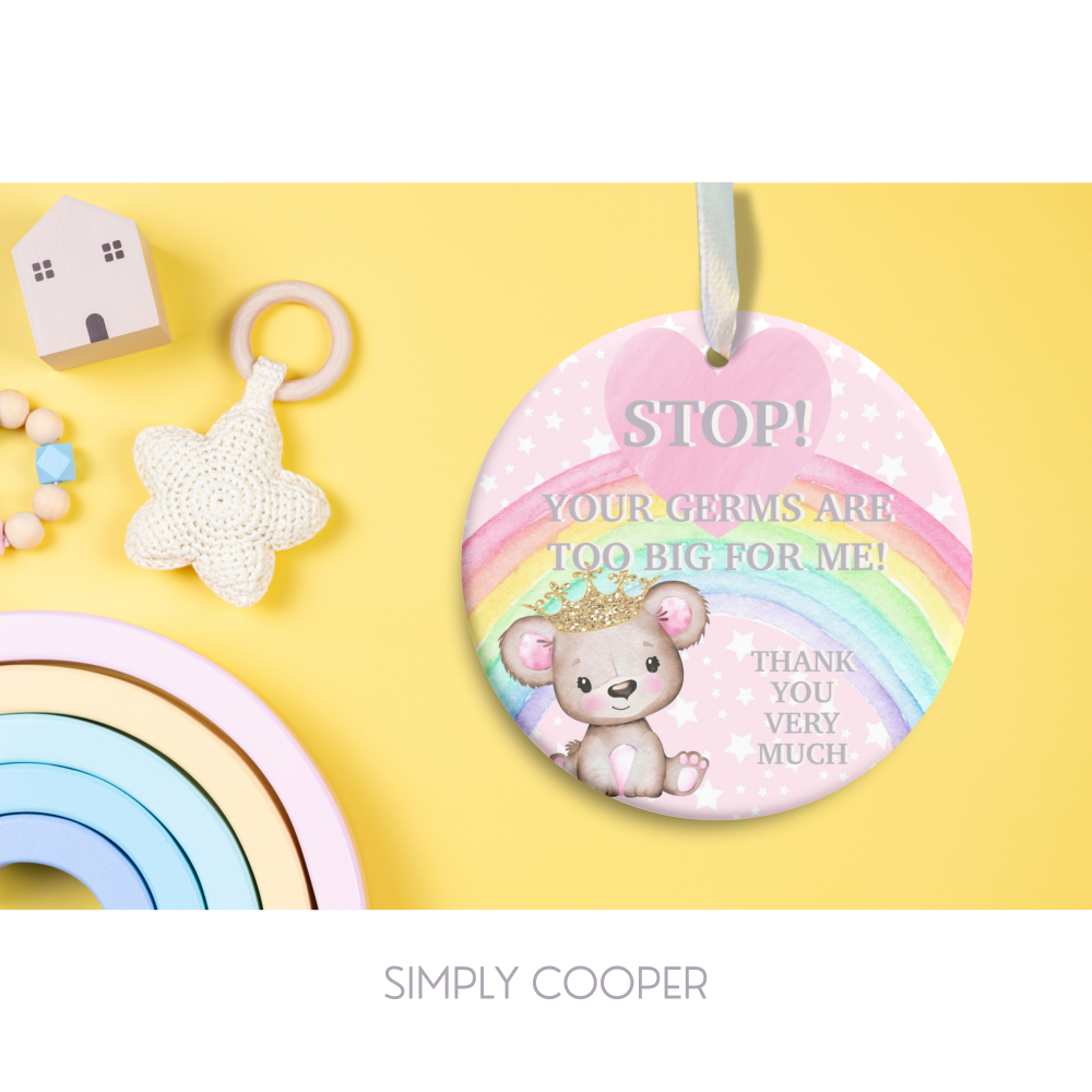Pram Germ Tag - Pink Princess Bear