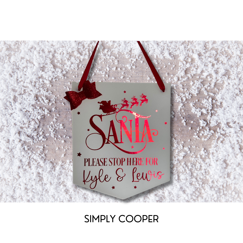 Santa Please Stop Here Personalised Pennant Signs
