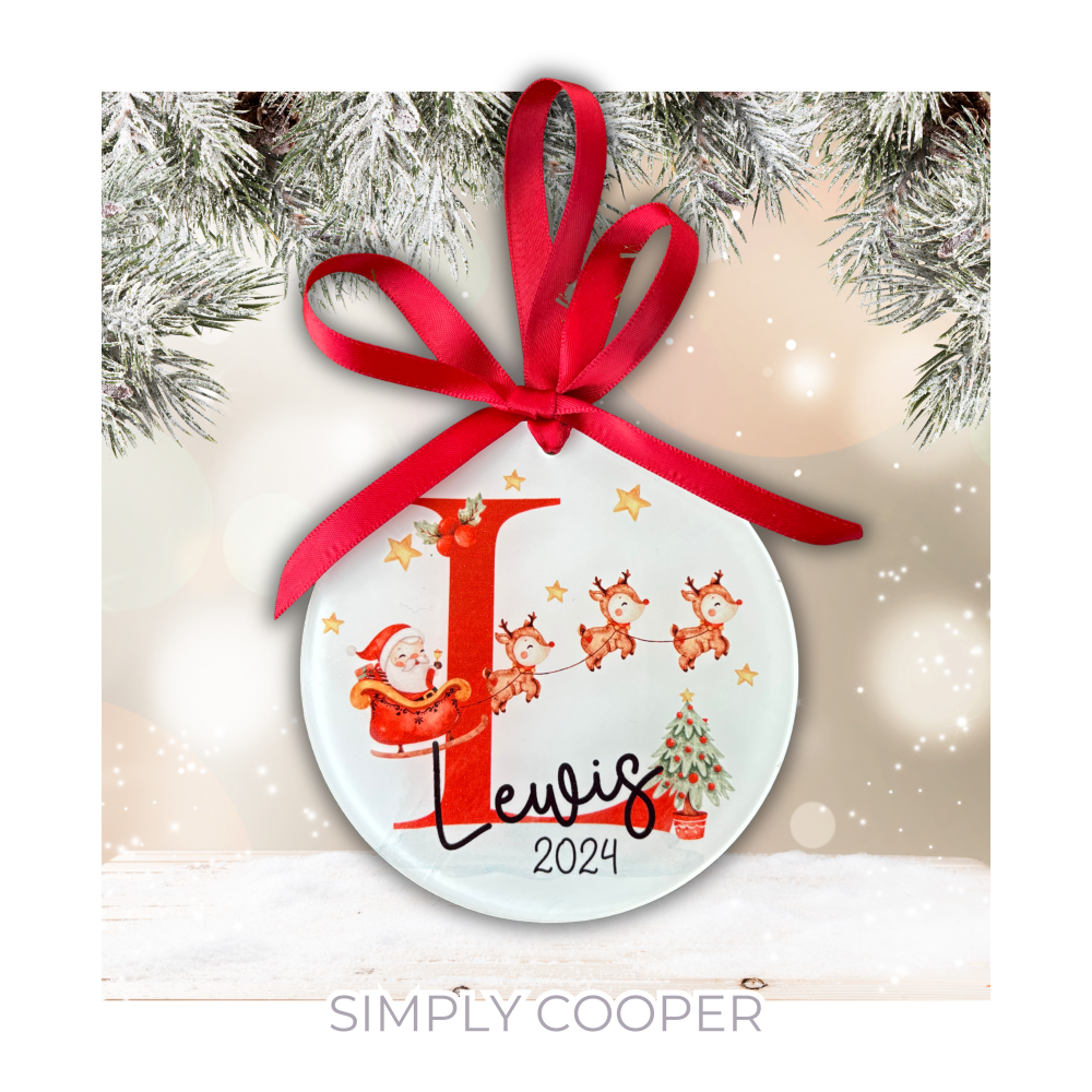 Personalised Santa Initial Christmas Bauble